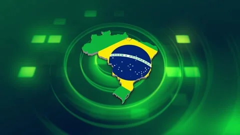 Brazil Map and Flag Background Stock Footage 344026955