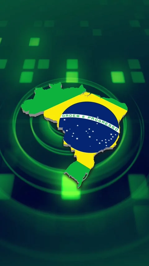 Brazil Map and Flag Background Vídeo Stock 346763445