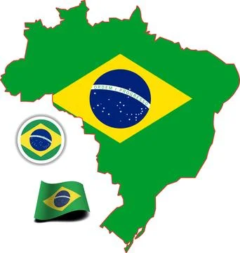 Brazil Map and Flag Stock Illustration