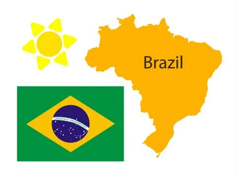 Brazil map and flag over white Stock Illustration