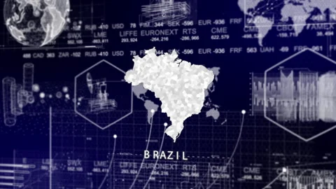 Brazil Map Animation Loop | Growth, GDP, Oil Economy &amp; Development Insights Stock Footage 331566534