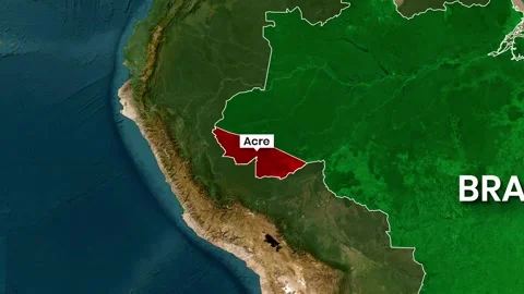 Brazil Map Animation Showing Acre State Boundary and Label Stock Footage 340552018