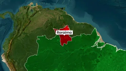 Brazil Map Animation Showing Roraima State Boundary and Label Stock Footage 340551934