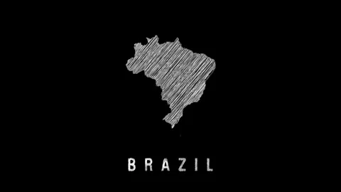 Brazil map appearing with pencil scribble effect on black background Stock Footage 313932378