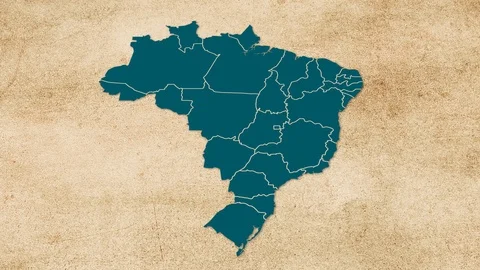 Brazil Map Blue Paper Stock Footage 93091490