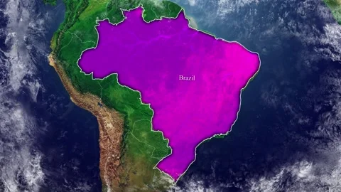 BRAZIL Map With Borders Stock Footage 318671613