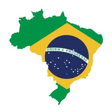 Brazil map on brazil flag vector Stock Illustration