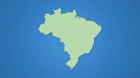 Brazil map changing colors with single white line border Stock Footage 288193692