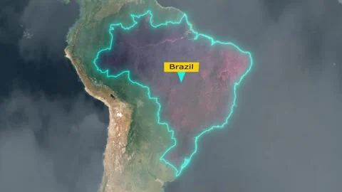 Brazil Map - Clouds Effect Stock Footage 266878397