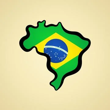 Brazil - Map colored with flag Stock Illustration