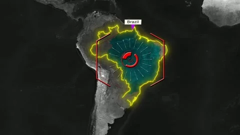 Brazil Map - Cyber Attack Stock Footage 268434368