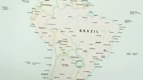 Brazil on a Map (with Defocus) Stock Footage 89715531