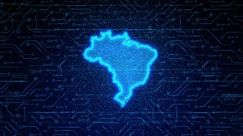 Brazil Map Digital Technology Opener Video stock 335080828