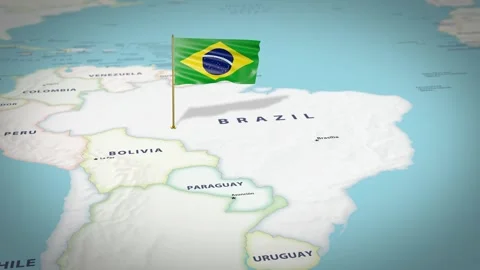 Brazil Map Flag 4K Loop Vídeos de archivo 316373870