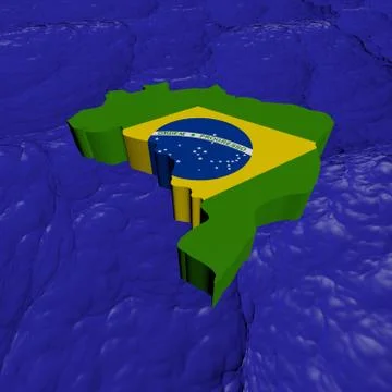 Brazil map flag in abstract ocean illustration Ilustração Stock