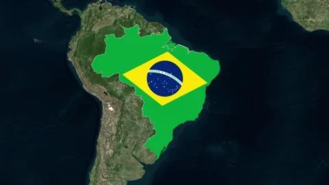 Brazil Map With Flag Animation Zoom Stock Footage 310789814