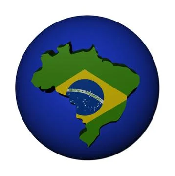 Brazil map flag on blue sphere illustration Ilustración de archivo