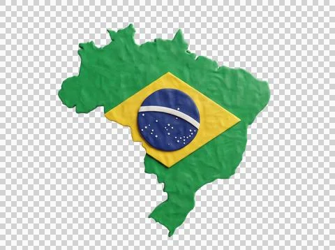 Brazil map flag clay sculpture for south american tourism. Stock Illustration