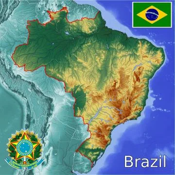 Brazil map flag coat Stock Illustration