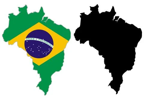 Brazil map flag Stock Illustration