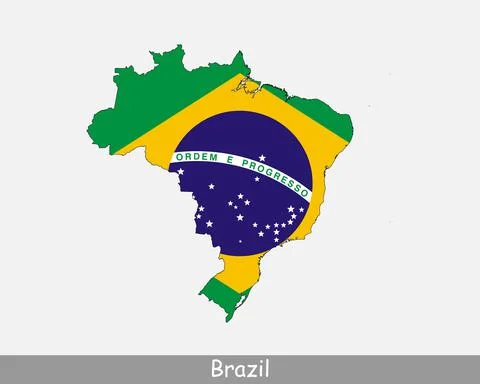 Brazil Map Flag 库存插图