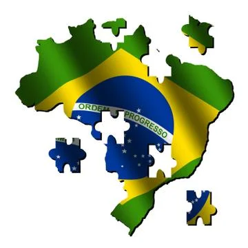 Brazil map flag jigsaw Stock Illustration
