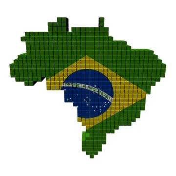 Brazil map flag made of containers illustration Stock Illustration