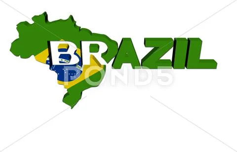 Brazil map flag with overlapping text illustration Stock Illustration