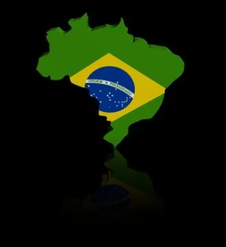 Brazil map flag with reflection illustration Stock Illustration