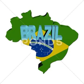 Brazil map flag with text illustration Stock Illustration