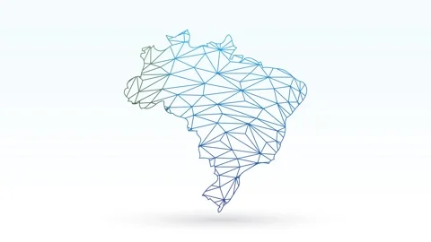 Brazil map with geometric connected lines using triangles on light background Stock Footage 288853670