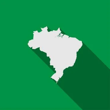 Brazil map on green background with long shadow Illustrazione stock