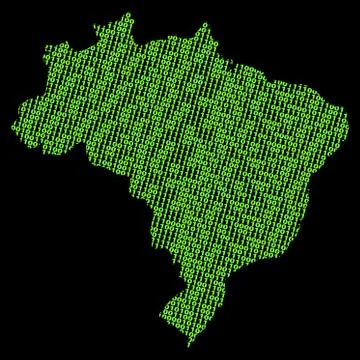 Brazil map with green binary code illustration Stock Illustration