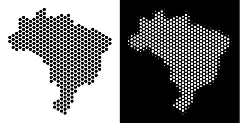 Brazil Map Hexagon Abstraction イラスト素材