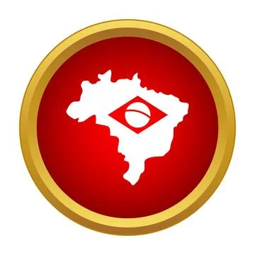 Brazil map icon with flag on red circle Stock Illustration