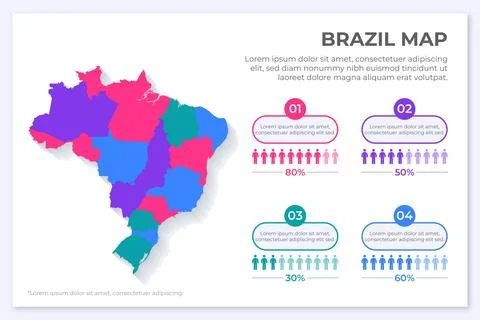 Brazil map infographic in flat design Stock Illustration