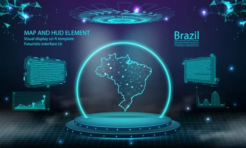 Brazil map light connecting effect background. abstract digital technology .. Stock Illustration