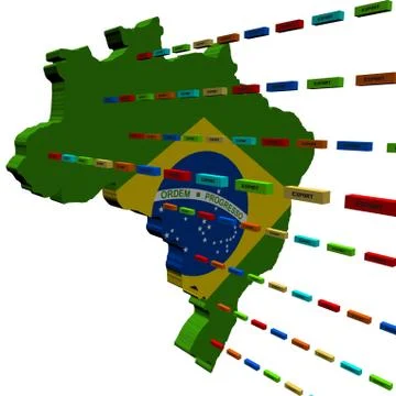 Brazil map with lines of export containers illustration Stock Illustration