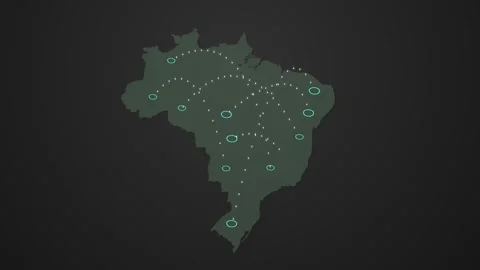 Brazil Map with Location-to-Location Signal Connection Stock Footage 342308563