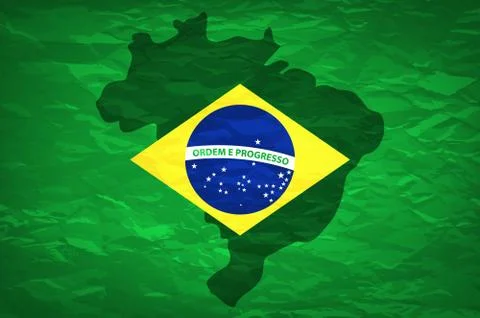 Brazil map An old grunge flag of Brazil state vector Stock Illustration