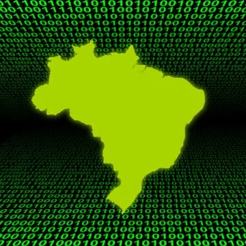 Brazil map over binary code Stock Illustration