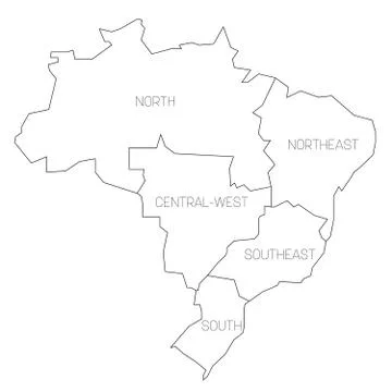 Brazil - map of regions Ilustração Stock