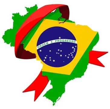 Brazil map with ribbon Stock Illustration