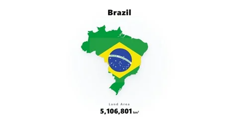 Brazil map silhouette filled with green, yellow, and blue national flag colors Stock Footage 345642334