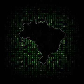 Brazil map silhouette on hex code illustration Stockillustratie