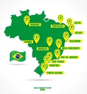 Brazil map of soccer. Stock Illustration