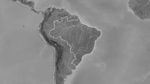 Brazil map - solid. Regions. Grayscale. ... | Stock Video | Pond5