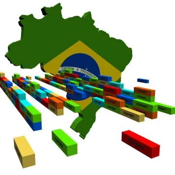 Brazil map with stacks of export containers illustration Illustrazione stock