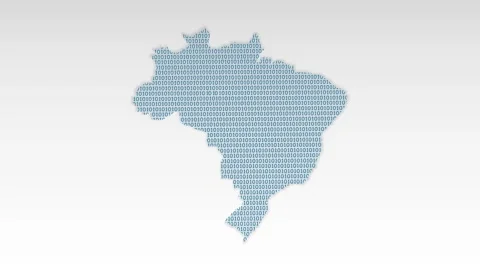 Brazil map using binary numbers on white background Stock Footage 288853704
