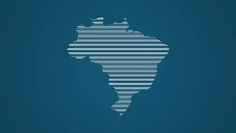 Brazil map using straight lines changing colors on dark background Stock Footage 288853669